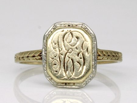 10k Two Tone Gold Initial Ring | SZ 6.25 | For Sale