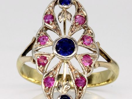 Vintage Synthetic Ruby & Sapphire Ring | 0.50ctw | SZ 6 | Discount