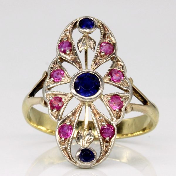 Vintage Synthetic Ruby & Sapphire Ring | 0.50ctw | SZ 6 | Discount