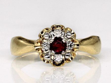 Synthetic Ruby & Diamond Ring | 0.18ct, 0.03ctw | SZ 8.25 | Cheap