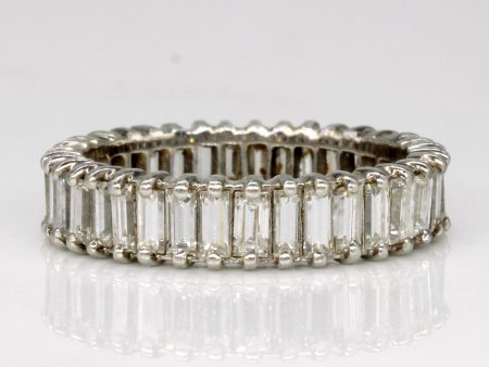 Vintage Platinum Baguette Cut Diamond Eternity Ring | 2.00ctw VS1 VS2 I J| SZ 6.5 | Online Sale