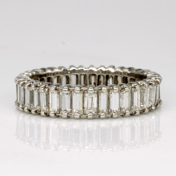 Vintage Platinum Baguette Cut Diamond Eternity Ring | 2.00ctw VS1 VS2 I J| SZ 6.5 | Online Sale