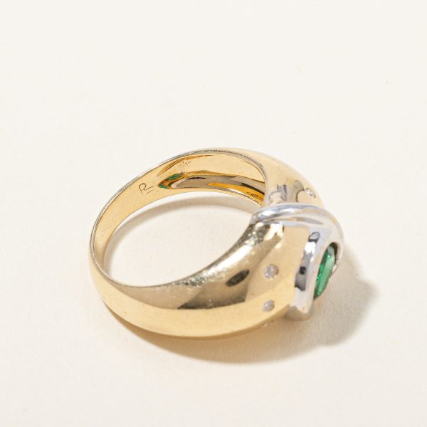 Synthetic Emerald & Natural Diamond Ring | 0.95ct, 0.06ctw | SZ 7 | Online Hot Sale