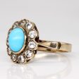 Turquoise & Paste Glass Halo Ring | 1.75ct, 0.55ctw | SZ 5.5 | Hot on Sale