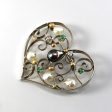 Vintage Heart Design Multi Gemstone Brooch Online now