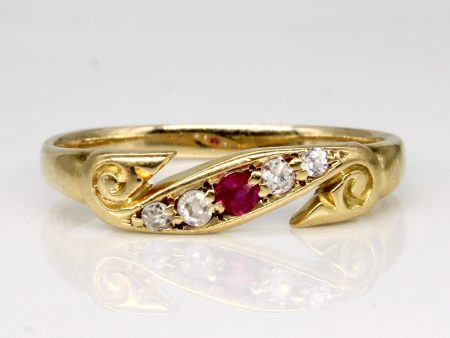 Vintage Diamond & Ruby Ring | 0.05ctw, 0.03ct | SZ 6 | For Sale