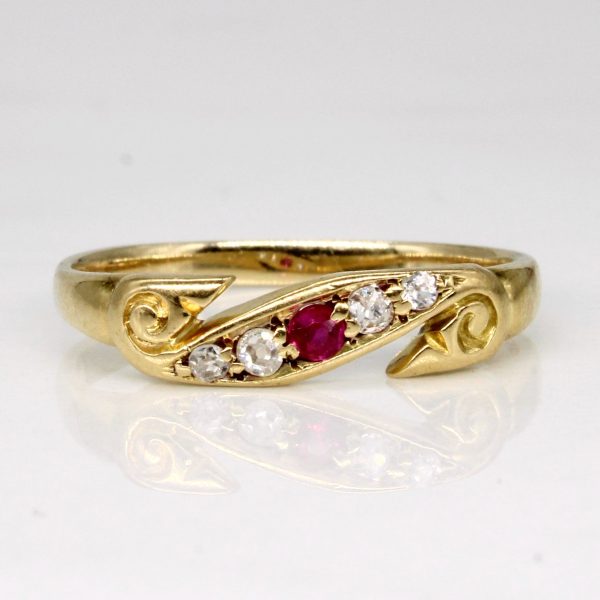 Vintage Diamond & Ruby Ring | 0.05ctw, 0.03ct | SZ 6 | For Sale