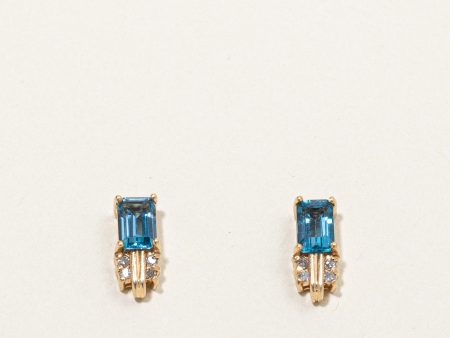 Topaz & Diamond Earrings | 1.20ctw, 0.04ctw | Cheap