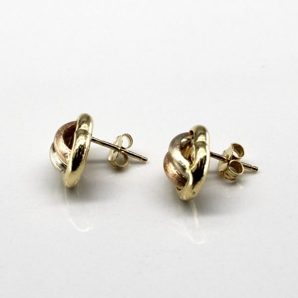 Two Tone Gold Dome Stud Earrings Hot on Sale