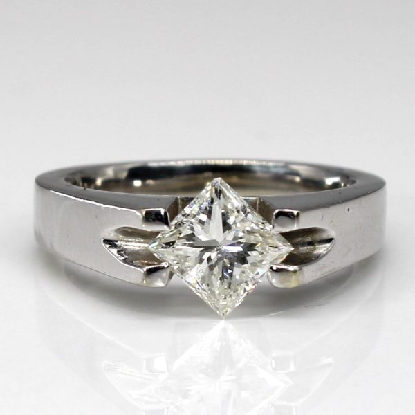 Solitaire Princess Diamond Ring | 0.96ct VVS2 I | SZ 5.5 | For Sale