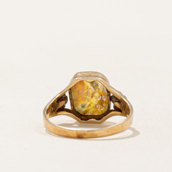 Vintage Canadian Gold Flaked Decorative Resin Ring | SZ 3.5 | For Discount