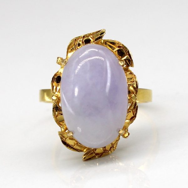 Solitaire Lavender Jadeite Gold Ring | 14.00ct | For Cheap