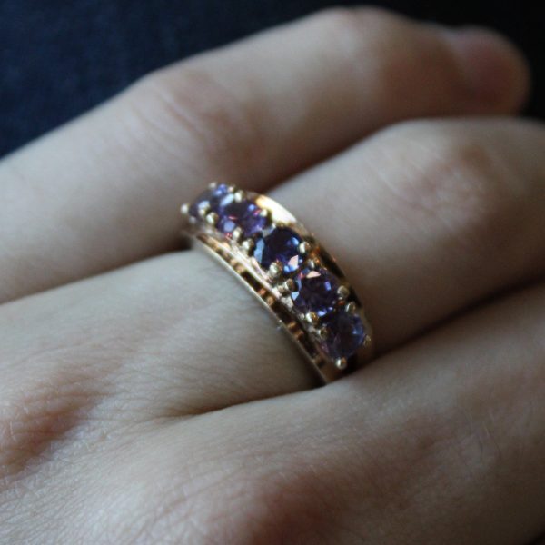 Synthetic Purple Sapphire Five Stone Ring | 2.50ctw | SZ 7 | Online now