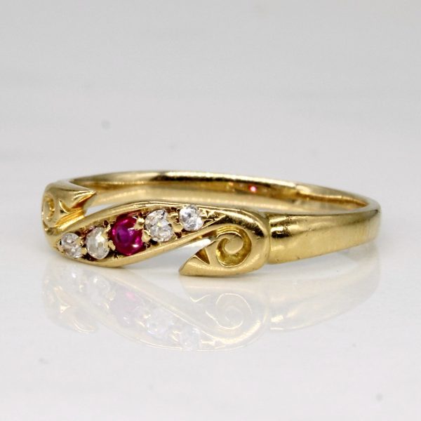 Vintage Diamond & Ruby Ring | 0.05ctw, 0.03ct | SZ 6 | For Sale