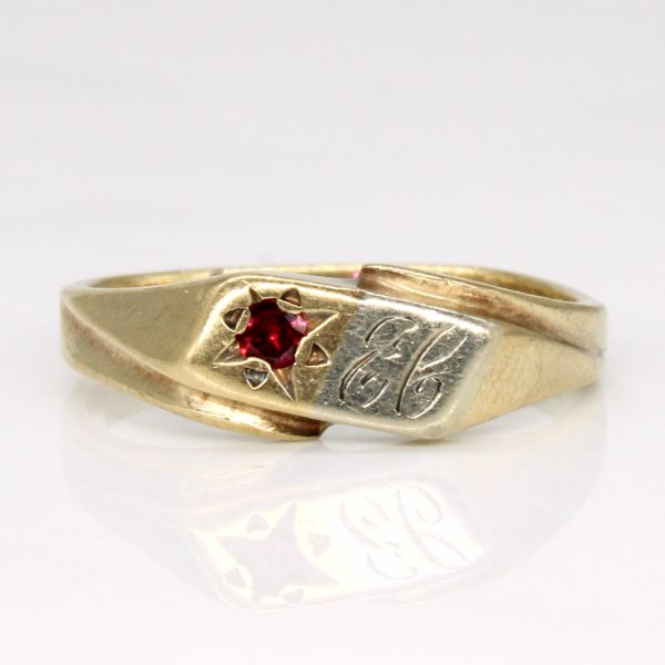 Synthetic Ruby  E.C.  Initial Ring | 0.05ct | SZ 5.25 | Online