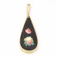 Vintage 14k Yellow Gold Floral Panting Pendant Discount