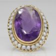 Vintage Amethyst & Pearl Cocktail Ring | 10.00ct | SZ 7.5 | For Discount