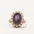 Synthetic Purple Sapphire & Pearl Halo Ring | 3.30ct | SZ 6.25 | Supply