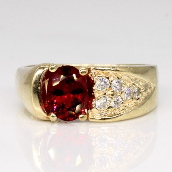 Synthetic Spinel & Diamond Ring | 1.03ct, 0.12ctw | SZ 6.25 | on Sale