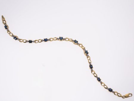 14k Yellow Gold Blue Sapphire & Diamond Bracelet | 2.60ctw, 0.01ctw | 7  | For Discount