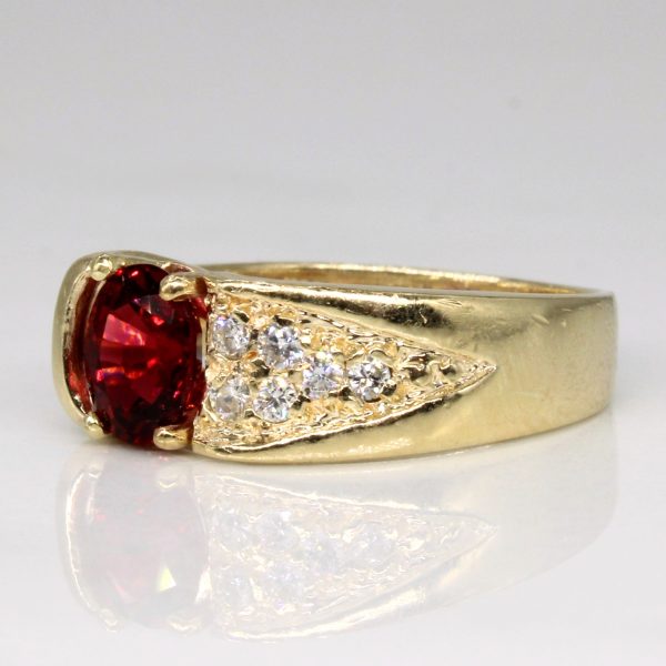 Synthetic Spinel & Diamond Ring | 1.03ct, 0.12ctw | SZ 6.25 | on Sale