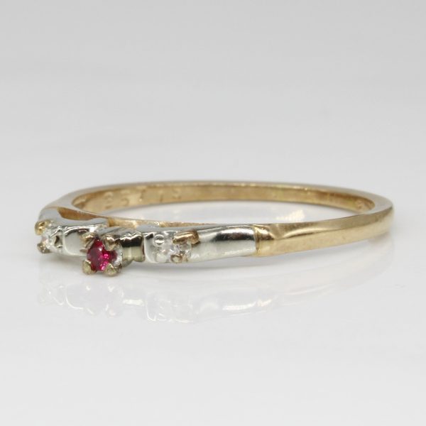 Synthetic Ruby & Diamond Ring | 0.02ct, 0.01ctw | SZ 7.75 | Online Hot Sale