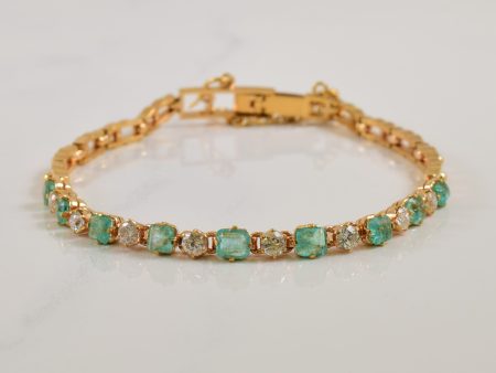 Emerald & Diamond Bracelet | 1.30ctw, 0.56ctw | 6  | For Cheap