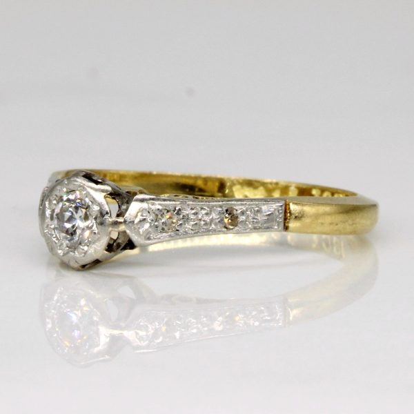 Vintage Transitional Cut Diamond Ring in 18k and Platinum | 0.13ctw | SZ 5.75 | Sale