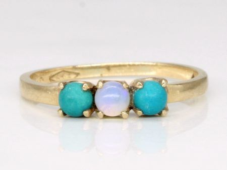 Turquoise & Opal Bead Ring | 0.30ctw, 0.12ct | SZ 4.25 | Online now