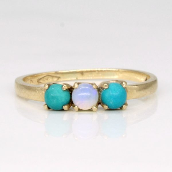 Turquoise & Opal Bead Ring | 0.30ctw, 0.12ct | SZ 4.25 | Online now