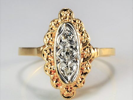 Textured Two Tone Gold Diamond Ring | 0.03 ctw | SZ 5.5 | For Cheap