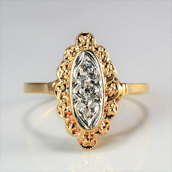 Textured Two Tone Gold Diamond Ring | 0.03 ctw | SZ 5.5 | For Cheap