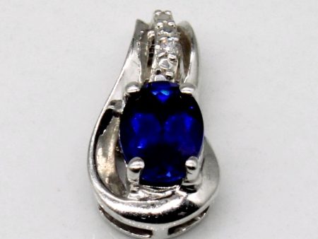 Synthetic Sapphire & Diamond Pendant | 1.00ct, 0.01ct | For Cheap