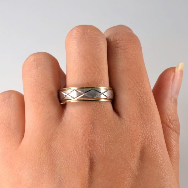 Textured Two Tone Wedding Band | SZ 11.5 | Hot on Sale