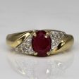 Synthetic Ruby & Diamond Cocktail Ring | 0.65ct, 0.05ctw | SZ 6 | Fashion