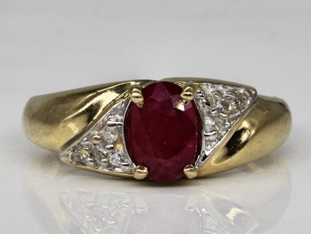 Synthetic Ruby & Diamond Cocktail Ring | 0.65ct, 0.05ctw | SZ 6 | Fashion