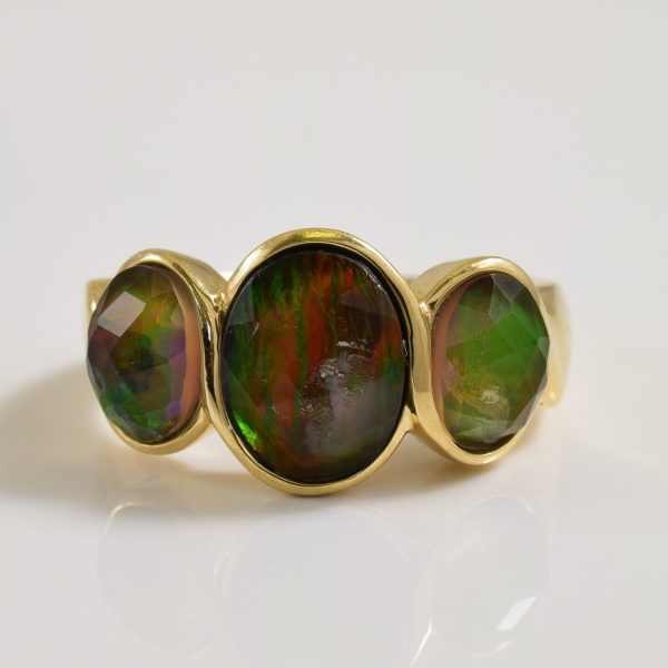 Three Stone Ammolite Ring | 2.50ctw | SZ 5.75 | Fashion