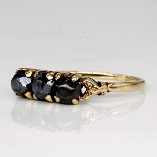 Vintage Three Stone Hematite Cocktail Ring | 1.20ctw | SZ 7 | Fashion