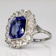 Vintage Platinum Synthetic Sapphire & Natural Old Cut Diamond Cocktail Ring | 6.55ct, 1.54ctw SI1 2 G-I | SZ 5.5 | Online