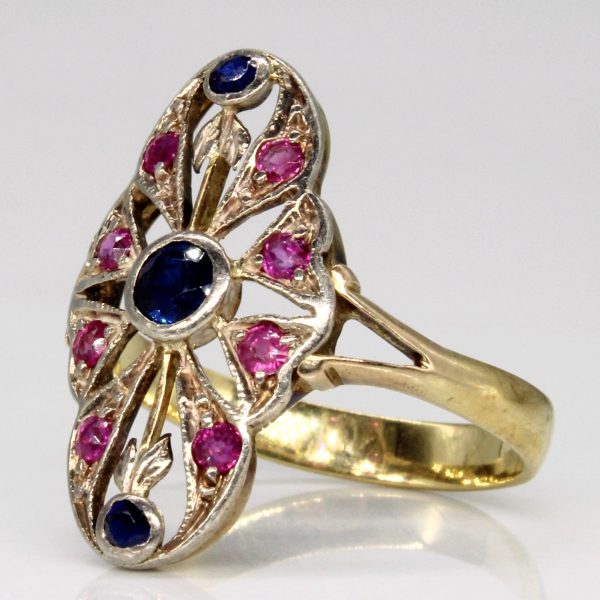 Vintage Synthetic Ruby & Sapphire Ring | 0.50ctw | SZ 6 | Discount