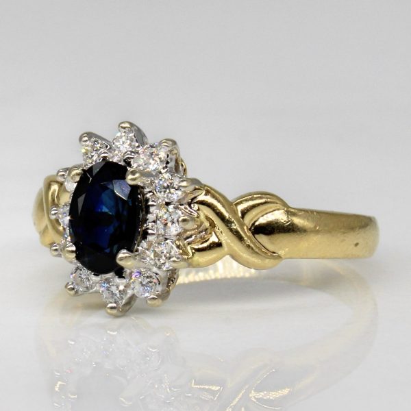 Synthetic Sapphire & Diamond Cocktail Ring | 0.55ct, 0.18ctw | SZ 6.25 | Online Hot Sale