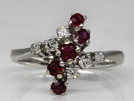 Synthetic Ruby & Diamond Waterfall Ring | 0.50ctw, 0.15ctw | SZ 8 | Cheap