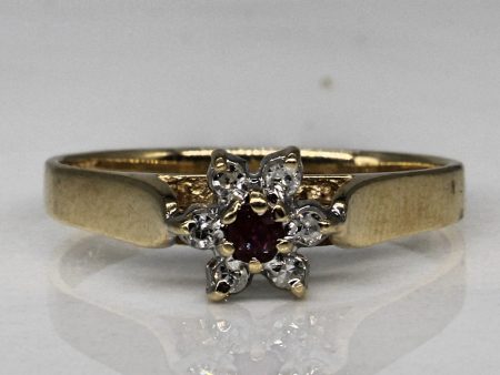 Synthetic Ruby & Diamond Ring | 0.04ct, 0.03ctw | SZ 5.75 | Online