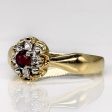 Synthetic Ruby & Diamond Ring | 0.18ct, 0.03ctw | SZ 8.25 | Cheap