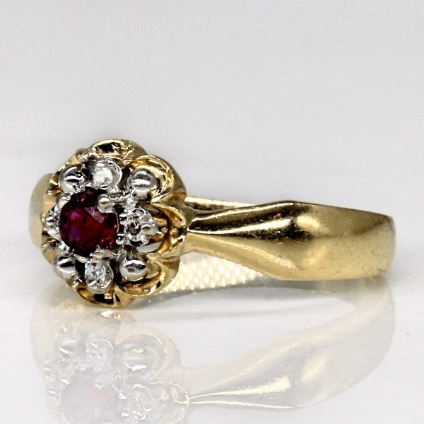 Synthetic Ruby & Diamond Ring | 0.18ct, 0.03ctw | SZ 8.25 | Cheap