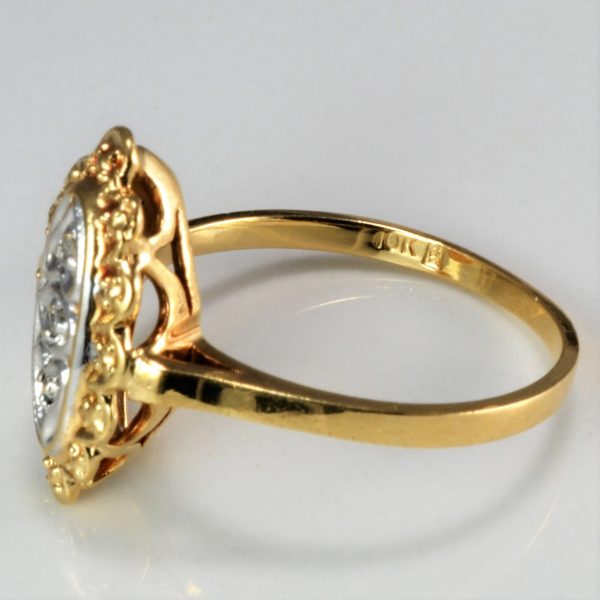 Textured Two Tone Gold Diamond Ring | 0.03 ctw | SZ 5.5 | For Cheap