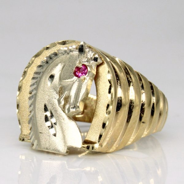 Synthetic Ruby Horse Ring | 0.03ct | SZ 7.5 | For Discount