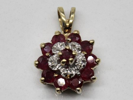 Synthetic Ruby & Diamond Pendant | 0.75ctw, 0.02ctw | For Cheap