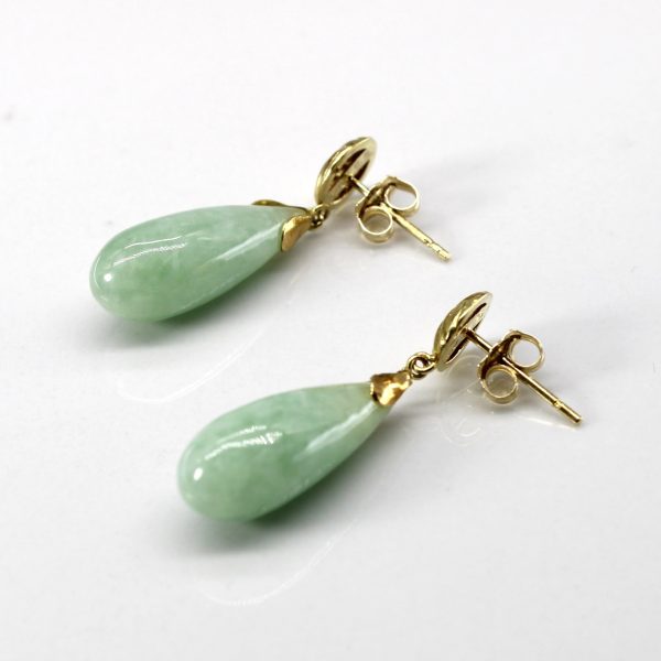 Tear Drop Jadeite Dangle Earrings | 13.00ctw | Sale