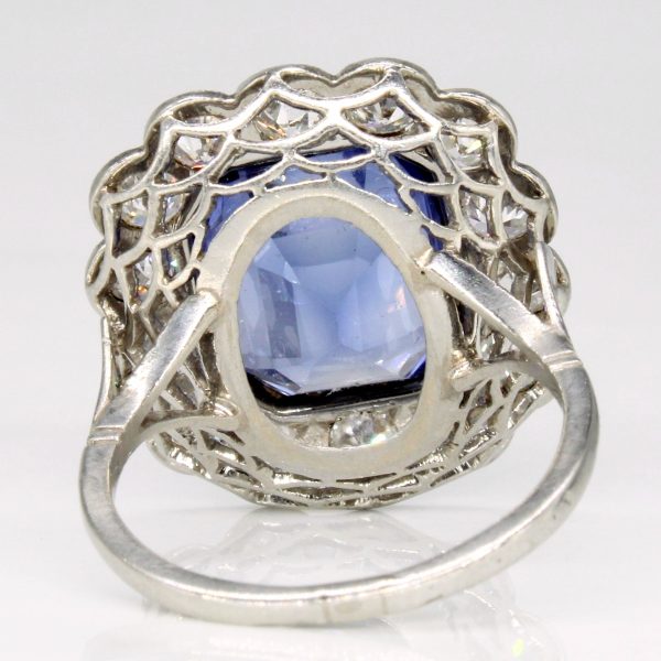 Vintage Platinum Synthetic Sapphire & Natural Old Cut Diamond Cocktail Ring | 6.55ct, 1.54ctw SI1 2 G-I | SZ 5.5 | Online